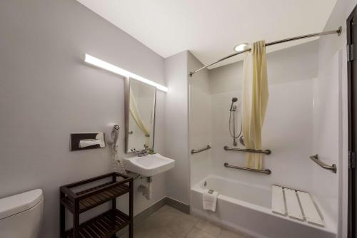 a bathroom with a sink and a toilet and a shower at Best Western SeaWorld San Antonio in San Antonio