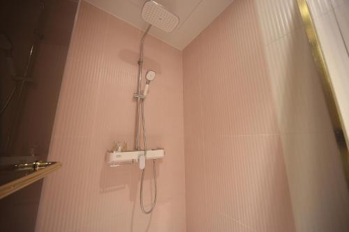 a shower with a shower head in a bathroom at H Avenue Hotel Minam in Busan