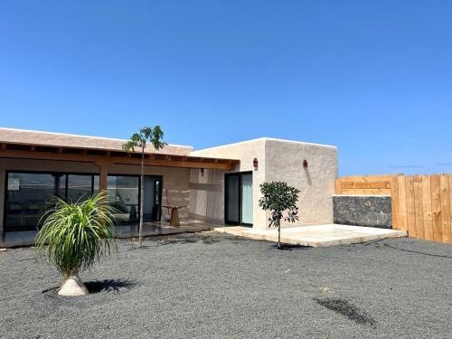 a house with two palm trees in front of it at Villa Lavayarena in La Oliva