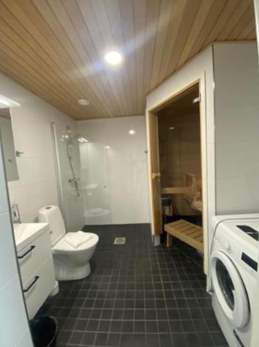 Ванная комната в Kotimaailma - Kaunis tilava kolmio saunalla Helsingissä