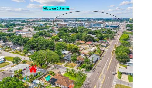 an aerial view of a small town with a city at Heated Pool! Paradise in Midtown Tampa 3B2B in Tampa