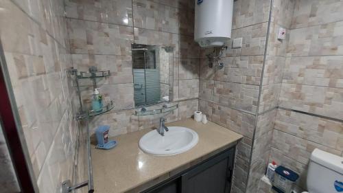 a bathroom with a sink and a mirror at Residence Abrico - Plumeria Holidays in Mont Choisy