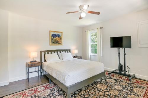 a bedroom with a bed and a flat screen tv at Charming Apartment in Downtown Georgetown! in Georgetown