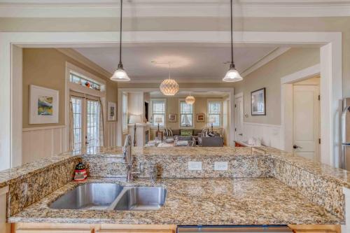 a kitchen with a sink and a counter top at Barnacle Bay in Lincoln City