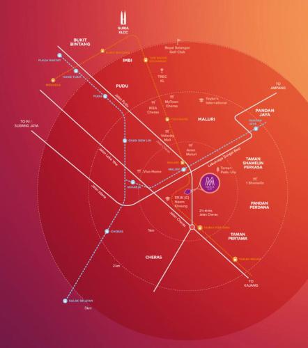 a map of the solar system at 4BR M Vertica near Sunway Velocity Cheras IKEA MRT TRX KLCC Pavilion in Kuala Lumpur