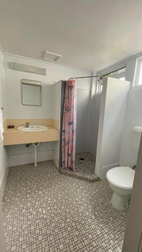 a bathroom with a sink and a toilet at Cairns City Motel in Cairns