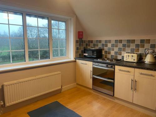 Kuchyň nebo kuchyňský kout v ubytování Spacious flat in Cowes