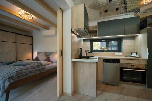Dapur atau dapur kecil di Szőcs-birtok Apartments