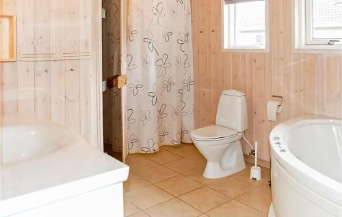 LoddenhøjにあるAmazing Home In Aabenraa With Saunaのバスルーム(トイレ、バスタブ、シンク付)