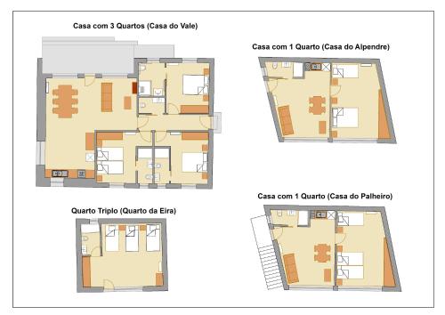 un plan de sol et deux schémas de condos dans l'établissement Casa do Vale, à Fafe