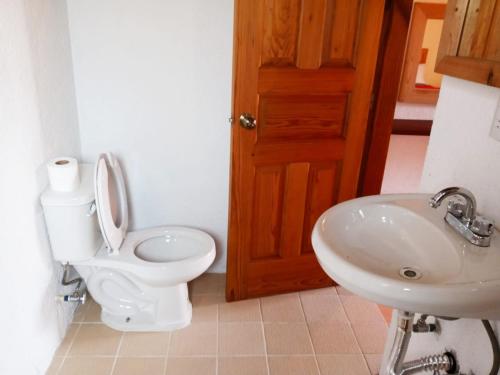 a bathroom with a toilet and a sink at Posada Tia Miny in San Miguel
