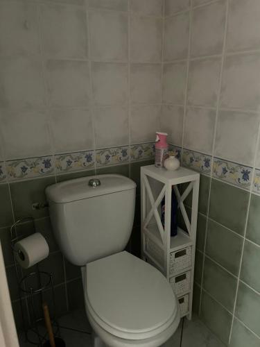 een badkamer met een wit toilet in een kamer bij Appartement in La Londe-les-Maures