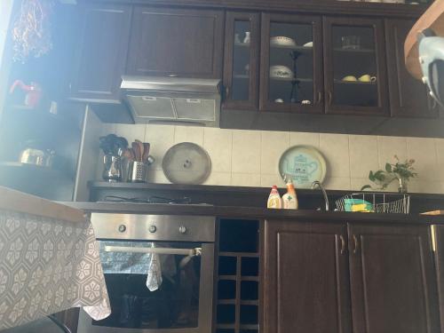 Kuchyň nebo kuchyňský kout v ubytování Apartman-Donau Tát