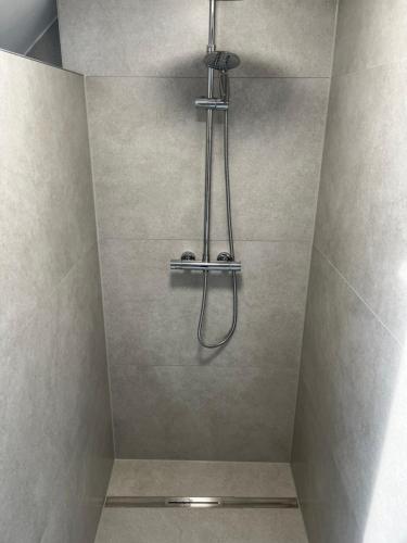 a shower with a shower head in a bathroom at Suite 3 SZ - Lichtenberg in Salzgitter