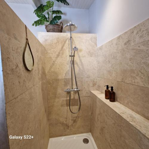 une salle de bain avec douche et toilettes dans l'établissement The Rooftop Arles - Terrasse panoramique, à Arles
