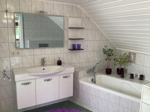 Koupelna v ubytování Ferienhaus Wernesgrün