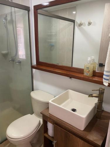 サバネタにあるLa Sabanaのバスルーム(トイレ、洗面台、鏡付)