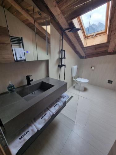 a bathroom with a sink and a toilet at Apartments Bedanc in Kranjska Gora