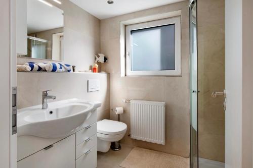 a bathroom with a sink and a toilet and a window at Schwarzwaldperle in Todtmoos