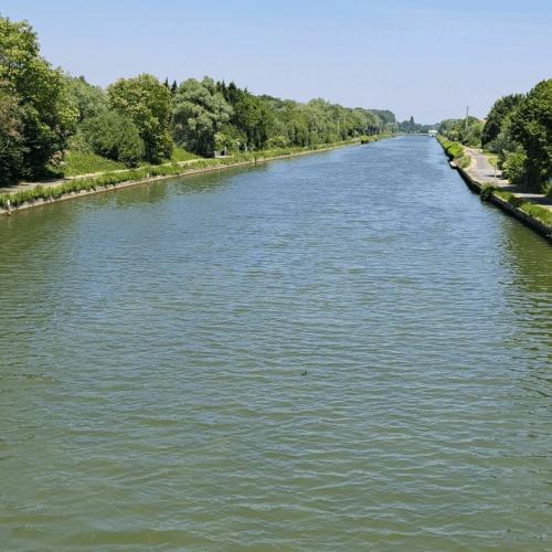 a view of a river from a bridge at Scarpe House - Garage - Jardin - Wifi - Douai in Douai