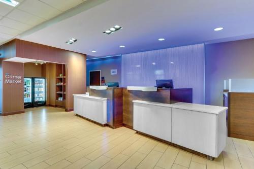 a lobby of an office with a reception desk at Fairfield Inn & Suites by Marriott Dunn I-95 in Dunn