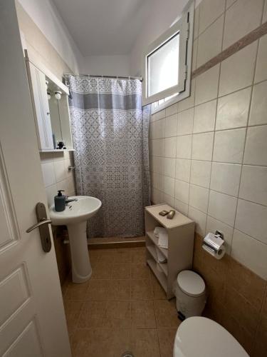 ein kleines Bad mit WC und Waschbecken in der Unterkunft Stergios_Apartments 02 in Kozani