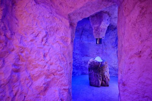 a purple room with two bears in a cave at The Ritz-Carlton Ras Al Khaimah, Al Wadi Desert in Ras al Khaimah
