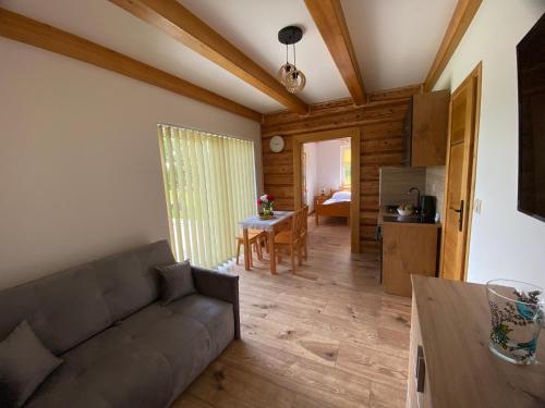 a living room with a couch and a table at Apartamenty Arkadia Jaworzynka - Zapasieki in Jaworzynka