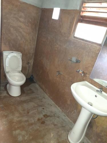 uma casa de banho com um WC e um lavatório em Morakanda Eco Villa em Elpitiya