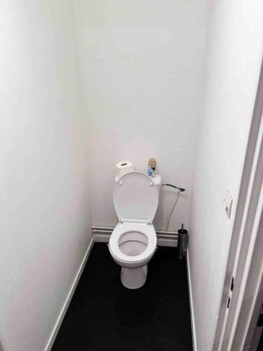 a small bathroom with a white toilet in a room at Logement entier chambre+salon + jardin & terrasse in Les Ulis