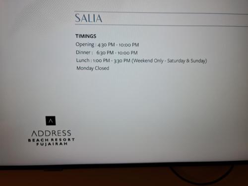 a computer screen with a webpage on it at Two Bedroom-The Address Beach Resort Fujairah in Sharm