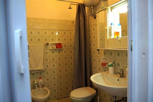 La salle de bains est pourvue d'un lavabo et de toilettes. dans l'établissement Martina&Simone, à Campomarino