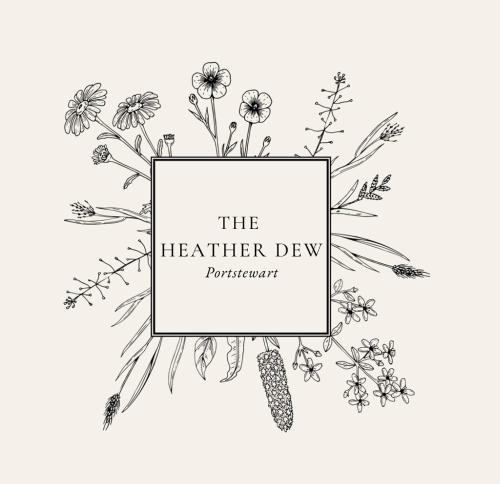 a black and white illustration of a frame with flowers and plants at The Heather Dew in Portstewart