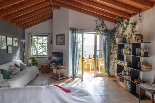 a living room with a couch and a tv at Lightbooking Claudia Hermigua La Gomera in Hermigua