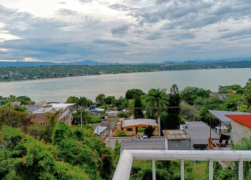 a view of a body of water with a town at CASA MARY in Tequesquitengo