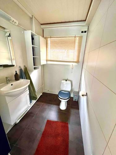 a small bathroom with a toilet and a sink at Apartment-A near Etne-Odda in Etnesjøen