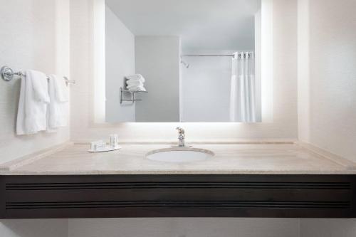 ein Bad mit einem Waschbecken und einem Spiegel in der Unterkunft Fairfield Inn & Suites by Marriott Atlanta Downtown in Atlanta