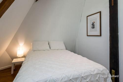 Katil atau katil-katil dalam bilik di Suite Mana - Maui - Grand Loft en duplex avec Vue sur Place Ducale Parking inclus