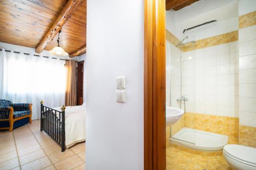 a bathroom with a toilet and a sink at 4-bedroom Topolia House in Topólia