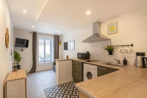 a kitchen with a sink and a dishwasher at Le Tranchand☆City Center☆Wifi HD in Bourgoin
