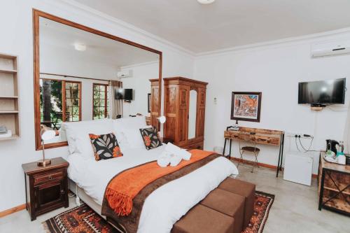 a bedroom with a large bed and a television at Upington African Vineyard Boutique Hotel & SPA in Kanoneiland