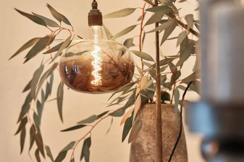 a light bulb in a vase next to a plant at Bambarone La Masseria in Fasano