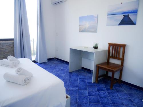 a room with two beds and a desk and a chair at B&B Al Vecchio Pontile Sea View in Marsala