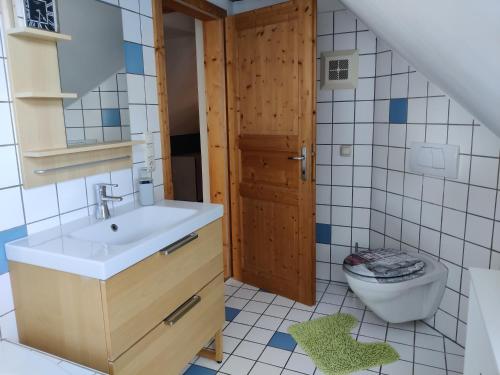 y baño con lavabo y aseo. en Ferienhaus Am Bach, en Kirchberg an der Raab