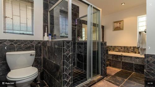 y baño con ducha y aseo. en The Hide in Randburg-Strydom, en Johannesburgo