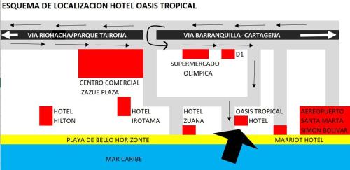 un schéma d'un étage d'occupation de l'hôtel dans l'établissement OASIS TROPICAL HOTEL, à Santa Marta