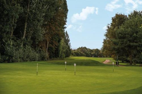 a green golf course with three golf balls in the grass at The WaterHouse Avenue by Kandara 5 Star City Home in Maidstone in Maidstone
