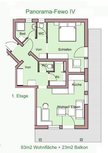 a floor plan of the pantomime fever iv at Mathiasl Panorama Ferienwohnungen in Bodensdorf
