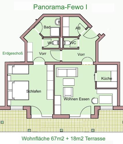 a floor plan of a house at Mathiasl Panorama Ferienwohnungen in Bodensdorf