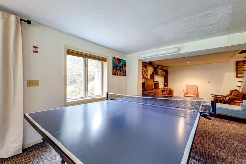 a ping pong table in the middle of a room at Rustic Escape in Franconia